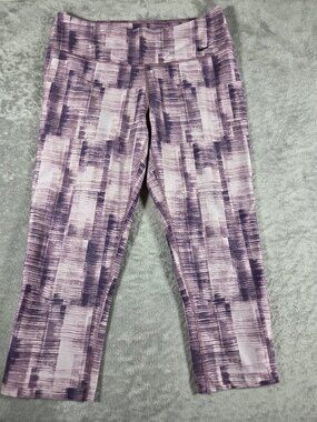 Nike Power Legend Brush Print Capri Leggings Medium Purple White Dri-Fit
